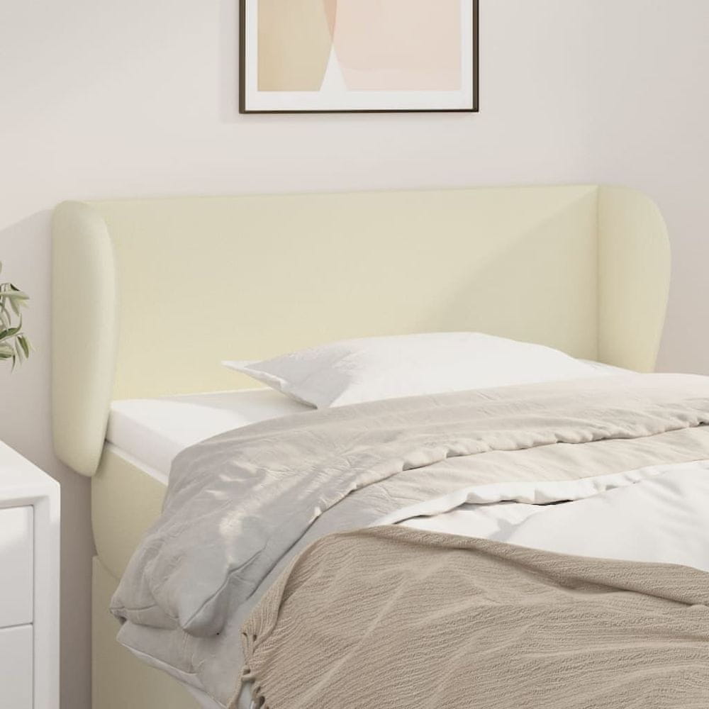 Vidaxl Čelo postele so záhybmi krémový 103x23x78/88 cm umelá koža